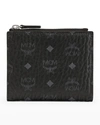 Mcm Original Visetos Monogram Flap Wallet In Black