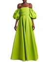 VALENTINO OFF-THE-SHOULDER PUFF SLEEVE SILK GOWN