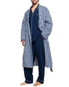 Petite Plume Men's Gingham Cotton Robe In Whitenavy