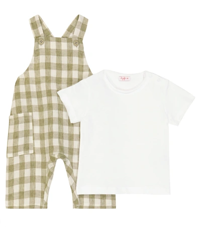 Il Gufo Baby Linen Onesie And T-shirt Set In Khaki