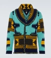 Alanui Icon Jacquard-knit Cashmere Cardigan In Blue