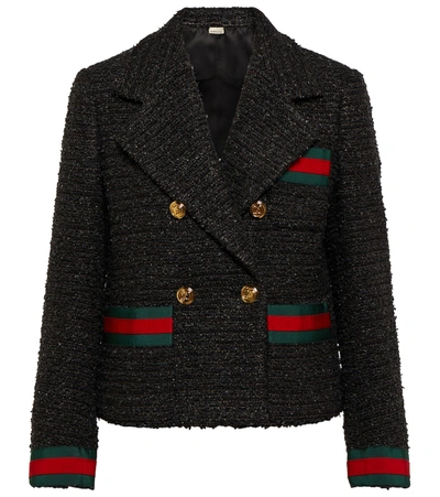 Gucci Double-breasted Tweed Jacket In Black
