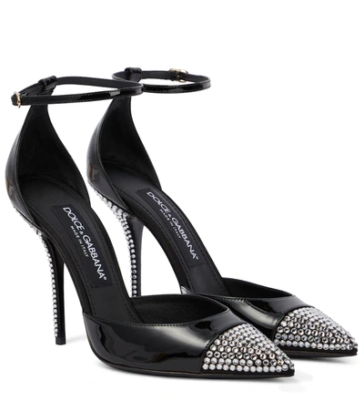 Dolce & Gabbana Cardinale 105 Patent Leather Pumps In Black/crystal