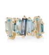 Suzanne Kalan 14kt Gold Ring With Topaz And White Diamonds In Blue Mix