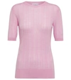Ferragamo Gancini-pattern Short-sleeve Knitted Top In Flamingo