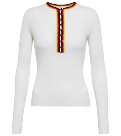 Gabriela Hearst Meade Half-buttoned Wool Jumper In Ivory Multi