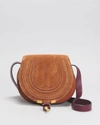 Chloé Marcie Small Suede Saddle Crossbody Bag In Tan