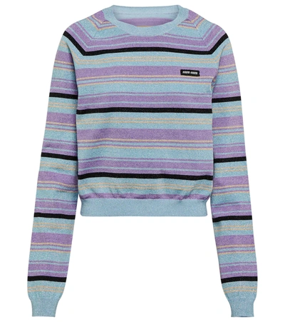 Miu Miu Striped Cropped Jumper In Multi