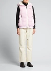 Moncler Faux Shearling Hooded Vest In Light Pink