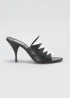 ALAÏA 90MM CALF LEATHER STITCHED BICOLOR MULE SANDALS