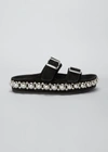 Alaïa Double Strap Leather Sandals With Bombe Studs In 999 Noir