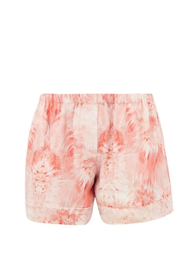 Alexander Mcqueen Sea Coral-print Silk Shorts In Multi-colored