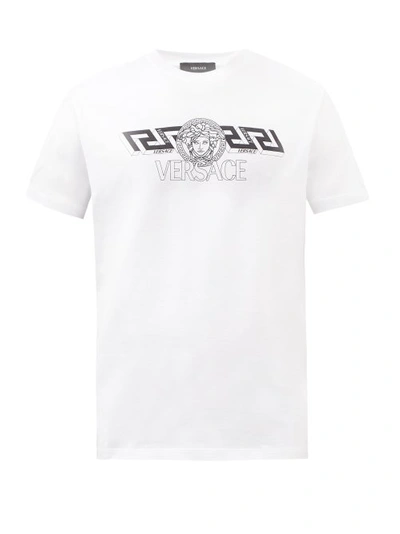 Versace Graphic-print Crewneck Cotton-jersey T-shirt In White