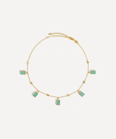Missoma 18ct Gold Plated Vermeil Silver Lena Amazonite Charm Choker Necklace