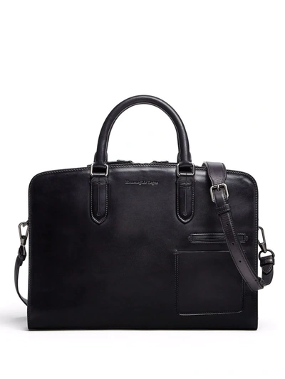 Ermenegildo Zegna Men's Blazer Leather Slim Briefcase In Black