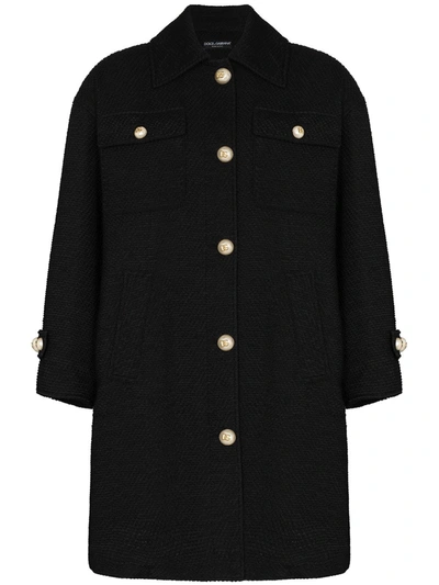 DOLCE & GABBANA SINGLE-BREASTED TEXTURED COAT