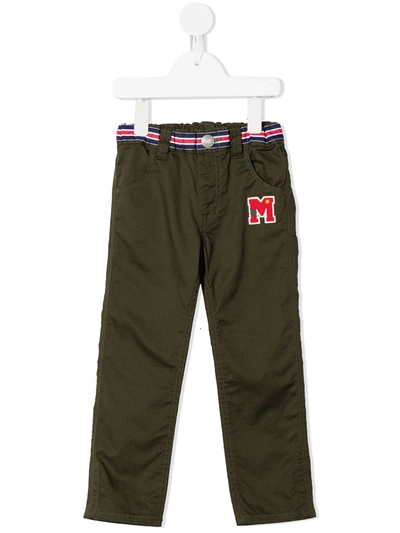Miki House Kids' Logo-patch Chino Trousers In Green