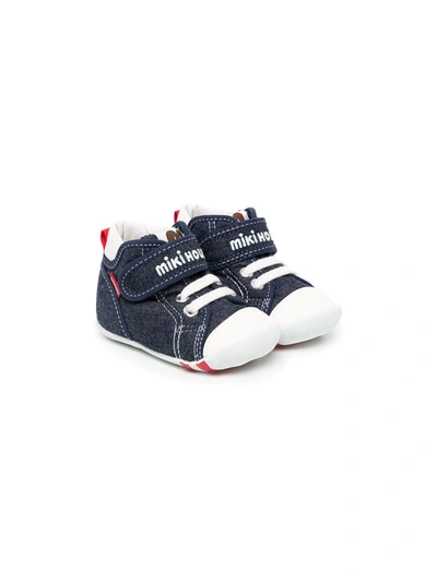 Miki House Babies' Canvas Logo Strap Trainers In Blue