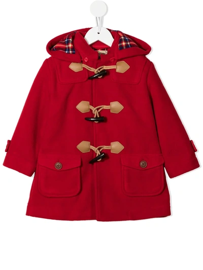 Miki House Kids' Toggle-detail Duffle Coat In Red