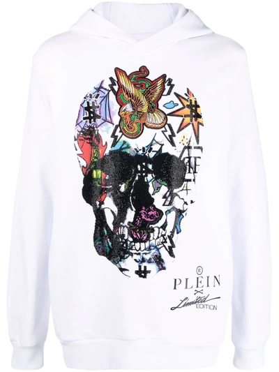 Philipp Plein Graphic-print Long-sleeve Hoodie In White