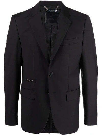 Philipp Plein Crystal Skull Single-breasted Blazer In Black