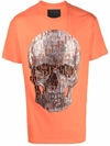 PHILIPP PLEIN BEADED LOGO-SKULL T-SHIRT