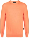 Philipp Plein Fine-knit Skull-motif Jumper In Orange