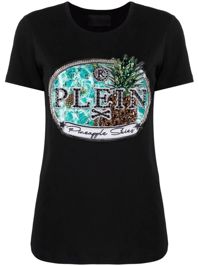 Philipp Plein Crystal-embellished Short-sleeve T-shirt In Black