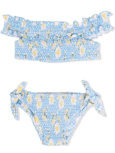 MONNALISA FLORAL-PRINT RUCHED BIKINI