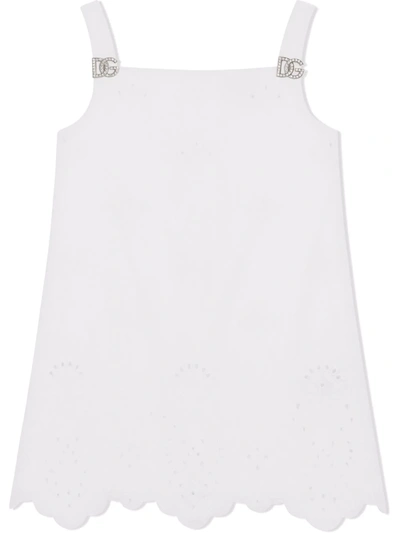 Dolce & Gabbana Kids' Dg-logo Pinafore Dress In White
