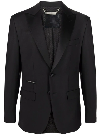 Philipp Plein Rhinestone Skull-motif Single-breasted Blazer In Black