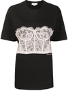 Alexander Mcqueen Lace-overlay Cotton Jersey T-shirt In Black