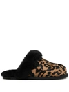 Ugg Scuffette Ii Panther-print Calf Hair Slippers In Black