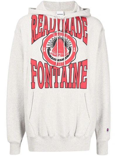 Readymade Logo-print Long-sleeve Hoodie In Grey