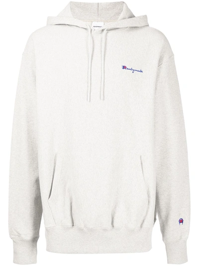 Readymade Embroidered Logo Long-sleeve Hoodie In Grey