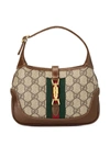 Gucci Jackie 1961 Small Webbing-trimmed Coated-canvas And Leather Shoulder Bag In Brown