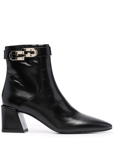 Furla Chain Ankle Boots In Black