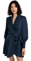 Zimmermann Silk Mini Long-sleeve Wrap Dress In Navy