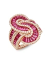 Effy Women's 14k Rose Gold Ruby & Diamond Twist Ring