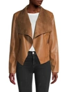 Bagatelle Drape Faux Leather & Faux Suede Jacket In Nocolor