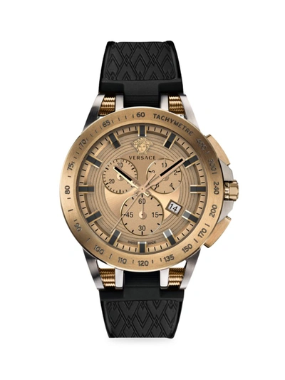 Versace Men's Sport Tech 45mm Two-tone Stainless Steel & Silicone Strap Chronograph Watch In Sapphire