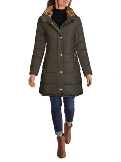 Cole Haan Women's Faux Fur Trim Down Puffer Jacket In Forest