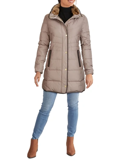 Cole Haan Women's Faux Fur Trim Down Puffer Jacket In Cashew
