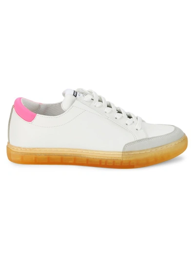 Kenneth Cole New York Women's Kam Guard Low-top Leather Sneakers In White Neon Yellow