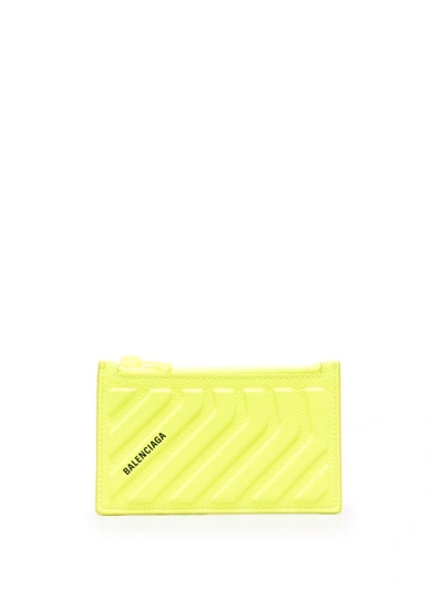 Balenciaga Car Grained-leather Cardholder In Gelb