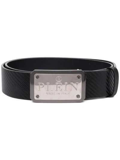 Philipp Plein Logo-buckle Leather Belt In Schwarz