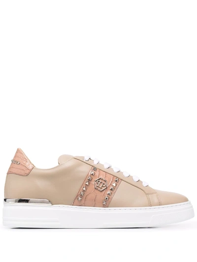 Philipp Plein Logo Low-top Sneakers In Nude