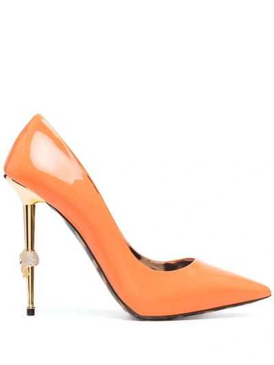 Philipp Plein 125mm Decollete High Heels In Orange