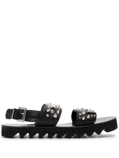 Philipp Plein Studded Leather Sandals In Schwarz