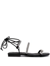 Philipp Plein Maltese Flat Crystal Sandals In Schwarz